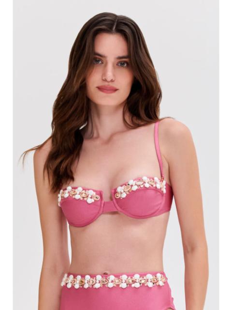 SEASHELL LYCRA EMBROIDERED BIKINI TOP