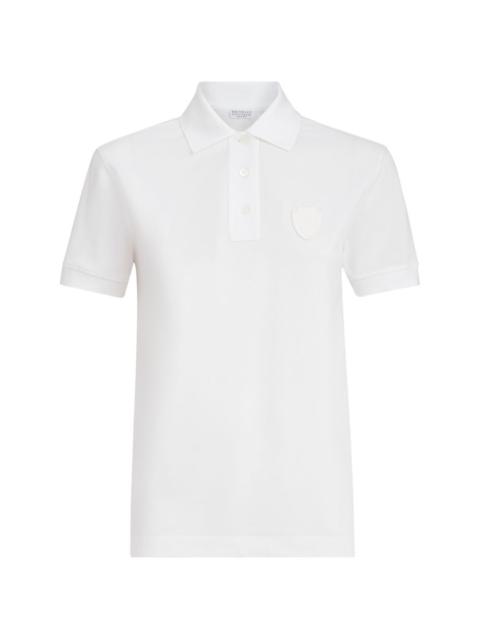 stretch cotton piqué polo shirt with logo