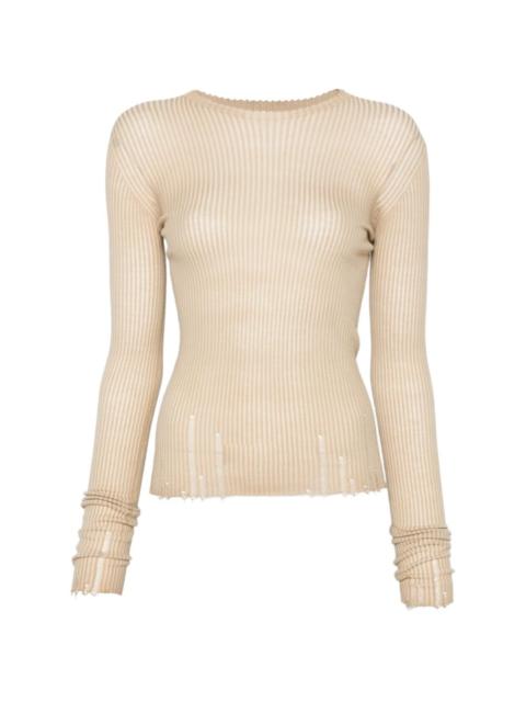 ribbed frayed top