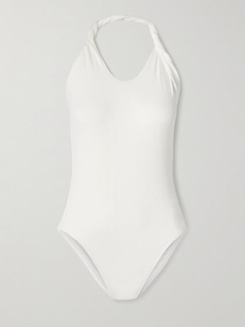 Enya Twisted Stretch-jersey Halterneck Bodysuit