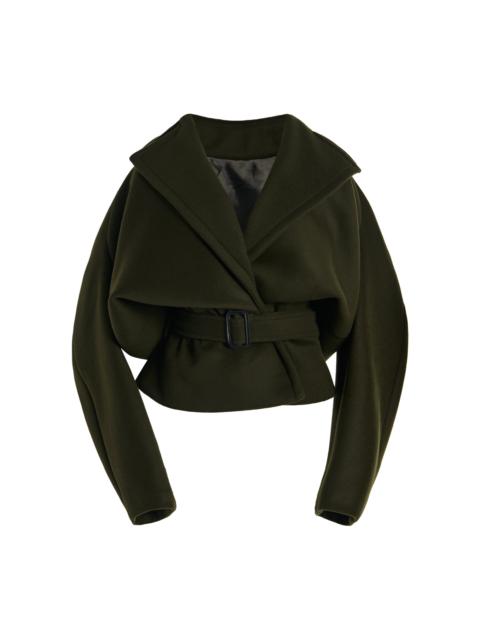 Brushed Wool Short Coat olive