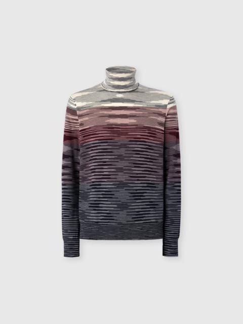 High-Neck Sweater in All-Over Flame Wool