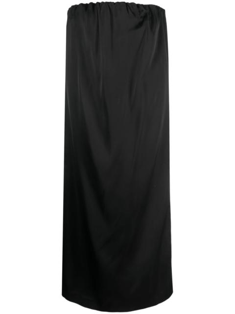 Siple strapless satin midi dress