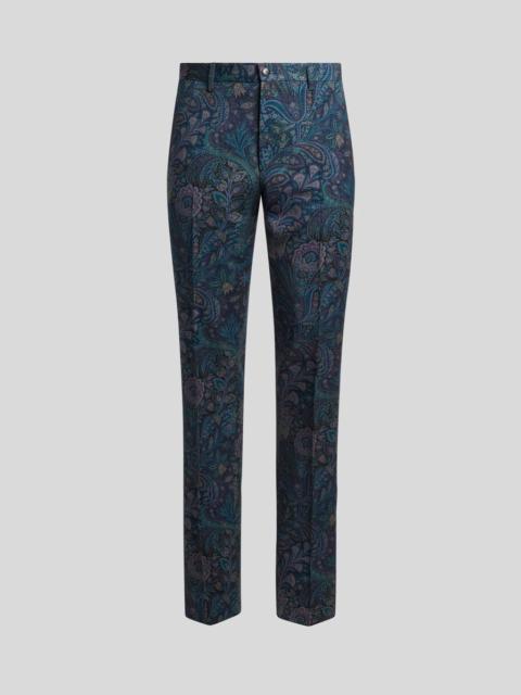 TAILORED WOOL TROUSERS WITH FLORAL MOTIF