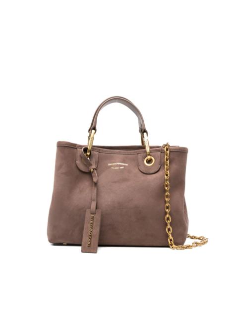 logo-lettering suede tote bag