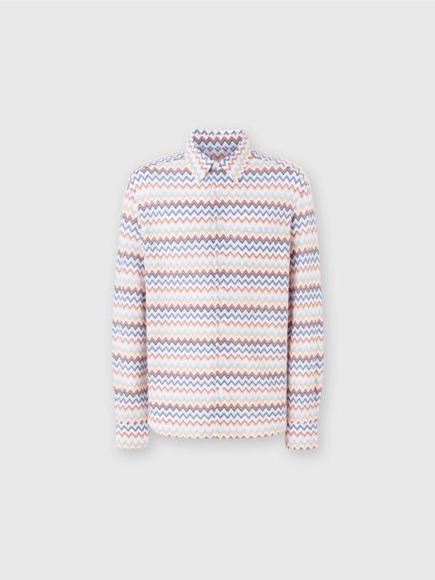 Zig zag cotton shirt with breast pocket