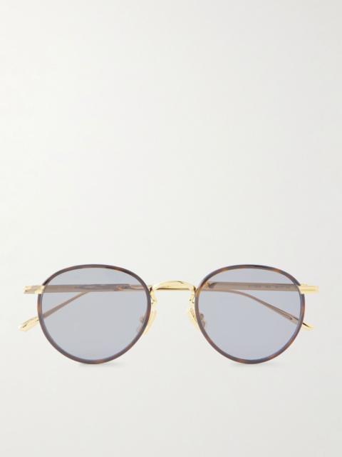 Panthos Round-Frame Gold-Tone and Tortoiseshell Acetate Sunglasses Gold