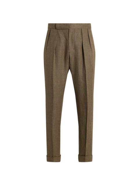 Glen-plaid pleated trousers