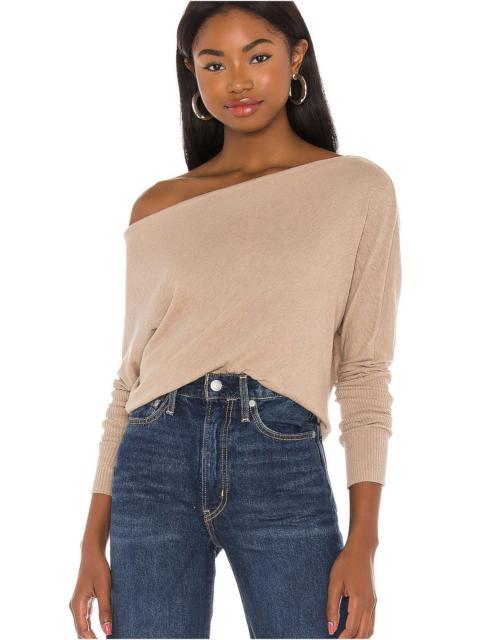 Cashmere Cuffed Off Shoulder Long Sleeve Top
