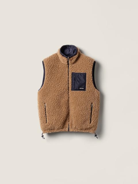Teddy down vest with technical pongé