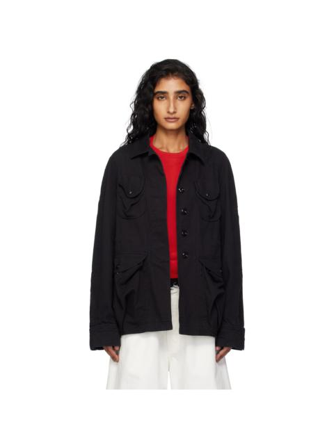 Black Multi Pocket Safari Denim Jacket