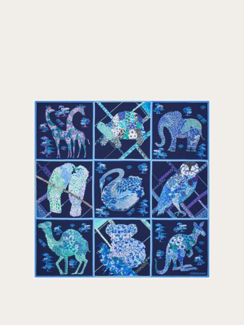 Patchwork print silk scarf