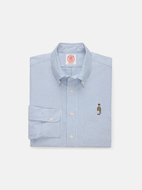 MADE-IN-USA "IVY GUY" BLUE STRIPED OXFORD CLOTH SPORT SHIRT
