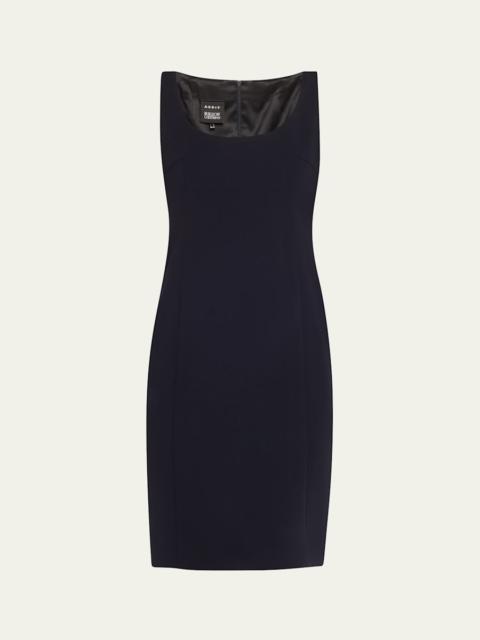 Scoop Neck Wool Crepe Sheath Dress