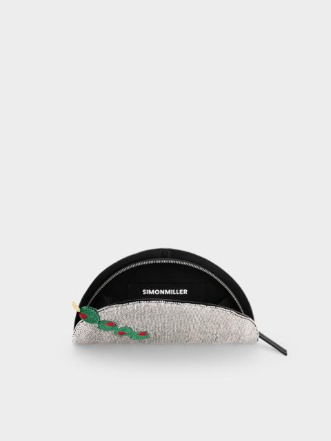 Beaded Martini Clutch In Silver/Olive Motif