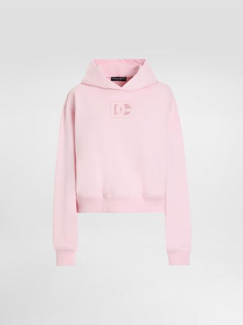 Jersey hoodie with raised DG embroidery