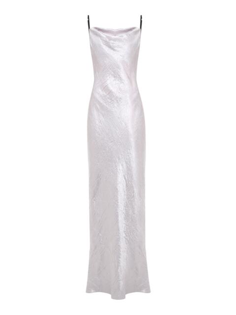 Lucie Crinkled Satin Maxi Dress silver