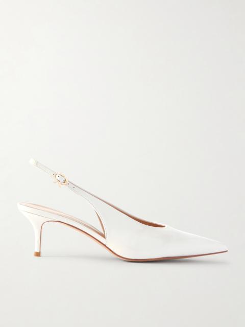 Robbie 55 Polished-leather Slingback Pumps