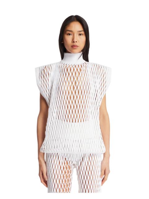 White Macrame Knit Oversized Top