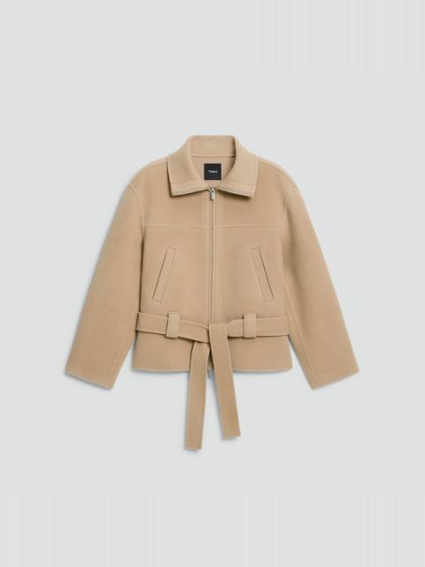 Cropped Anorak Jacket in Textured Wool-Cashmere