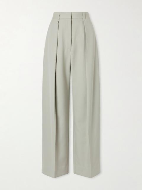 Pleated Grain De Poudre Wide-leg Pants