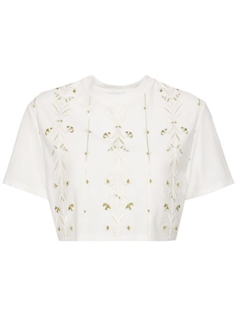embroidered cotton croped top