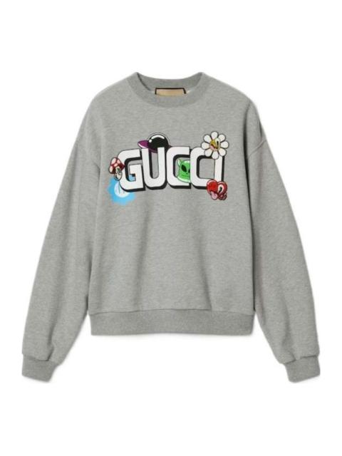Gucci Cotton Jersey Cotton Sweatshirt With Gucci Print 'Grey' 768530-XJGIG-1178