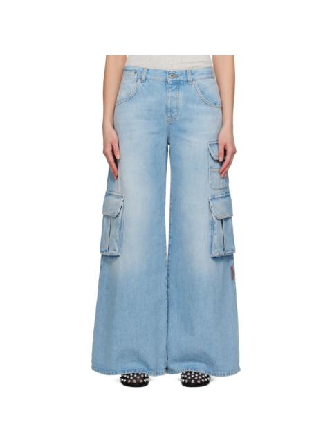 Blue Wide-Leg Denim Jeans