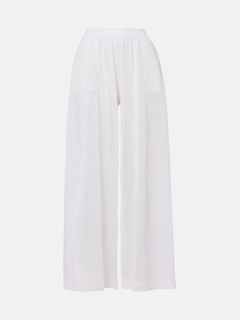 Linen and silk wide-leg pants