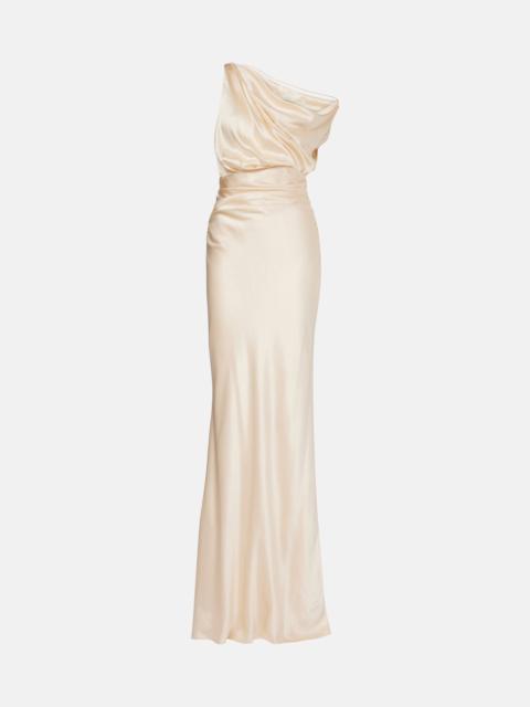 Draped silk satin gown