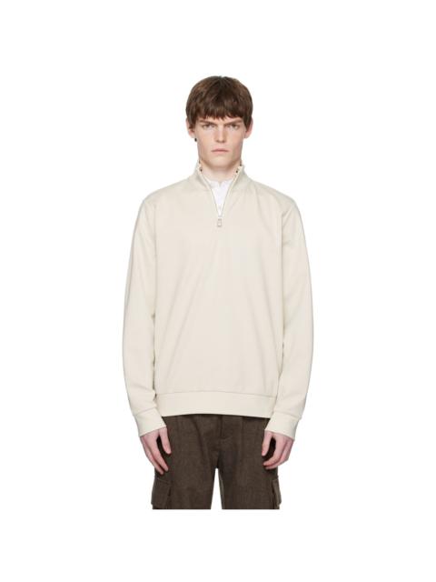 Beige Zip-Through Sweatshirt