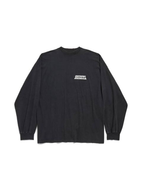Men's Masking Tape Long Sleeve T-shirt Large Fit in Faded Black