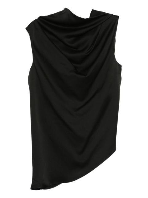 cowl-neck sleeveless blouse
