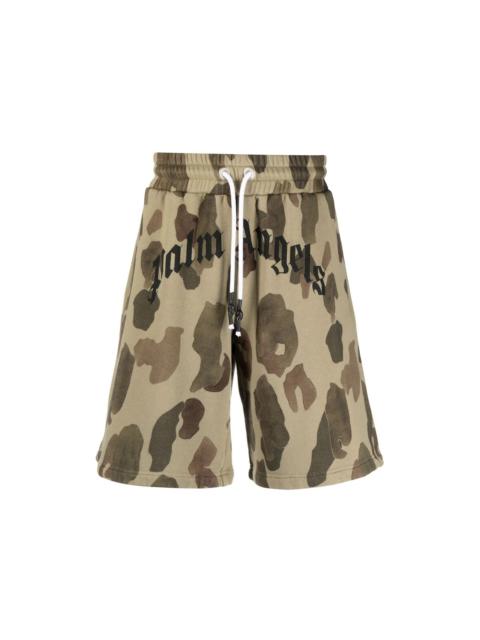 Palm Angels Camouflage Military Pattern Shorts Brown