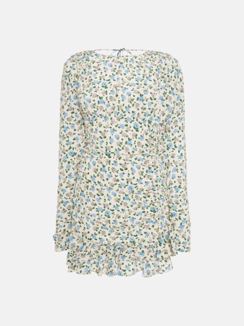 OPEN BACK FLOWER PRINT SILK MINI DRESS