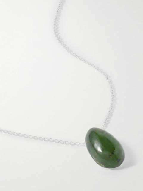 Tiny Egg Silver Jade Necklace