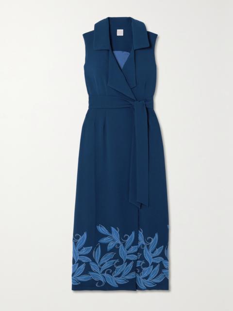 + Net Sustain Noemi Belted Embroidered Crepe Midi Dress