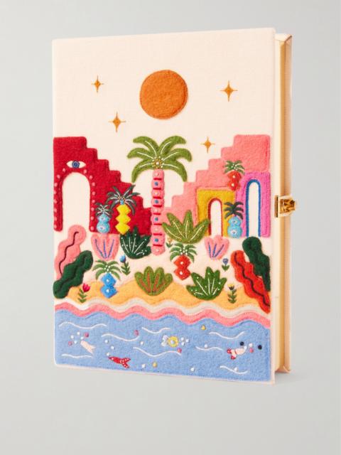Tropic Vibes Embroidered Appliquéd Cotton, Wool And Silk-blend Canvas Clutch