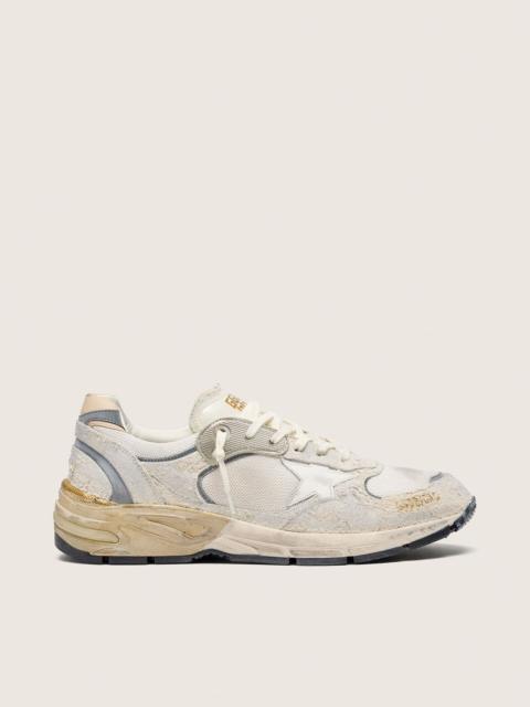 Men's Dad-Star in suede and mesh with white leather star and beige leather heel tab