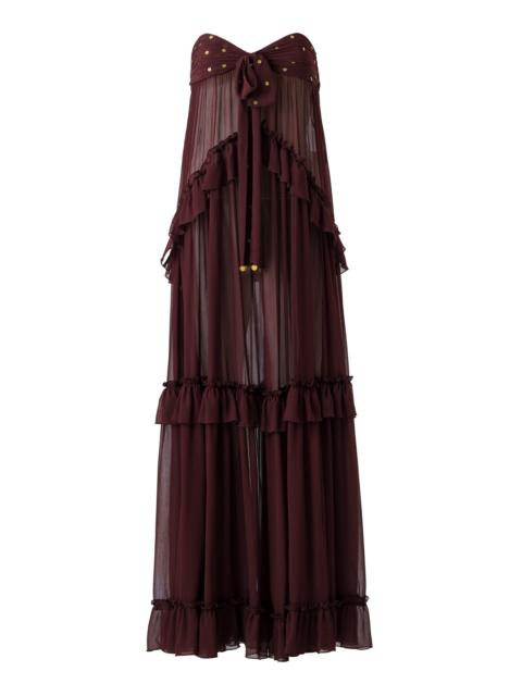 Josiane Embellished Ruffled Chiffon Maxi Dress brown