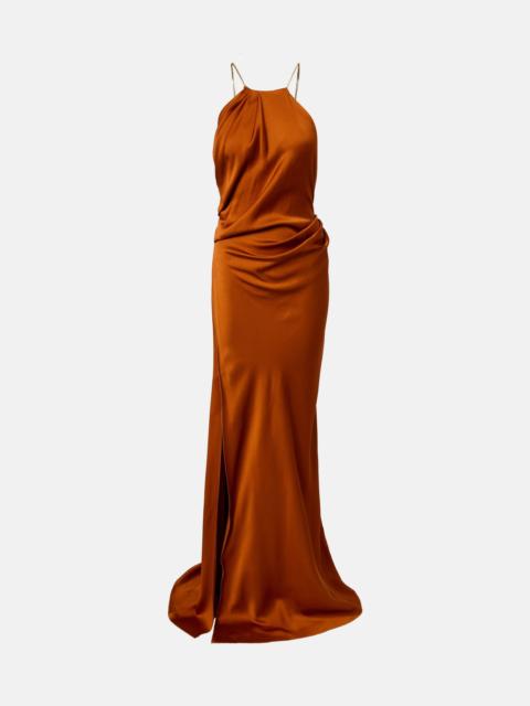 Draped satin gown