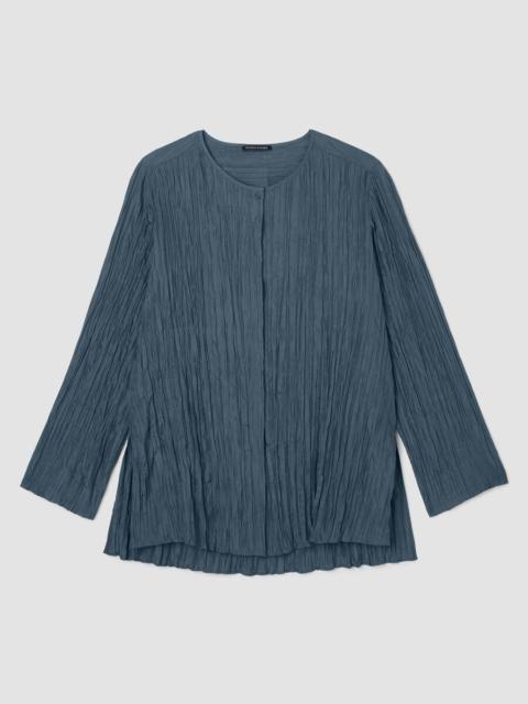 Crinkle Silk Habutai Round Neck Shirt