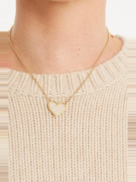 YELLOW GOLD LARGE DIAMOND PAVE HEART NECKLACE