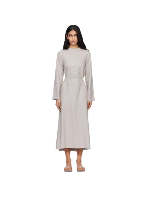 Taupe Long Sleeve Apron Maxi Dress