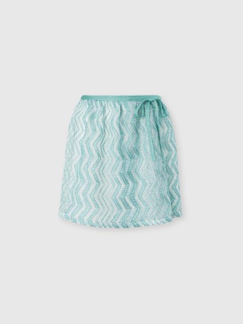 Zigzag mesh pareo mini skirt with sequins