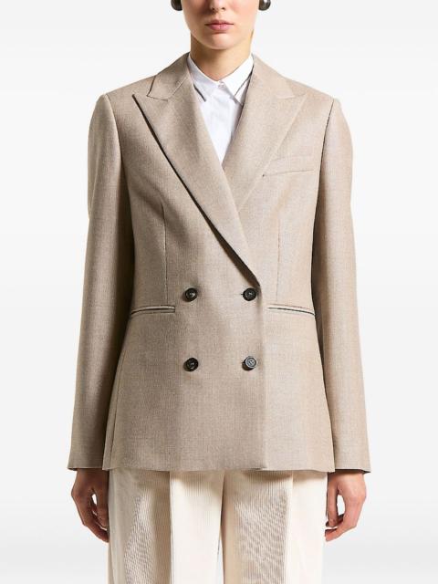 houndstooth-pattern double-breasted blazer