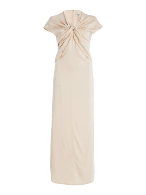 Tova Gathered Crepe Maxi Dress ivory