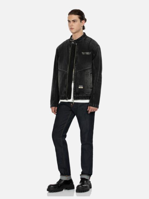 GODHEAD PRINT RELAX FIT BIKER DENIM JACKET