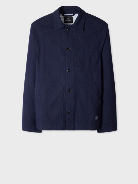 Navy Cotton Seersucker Work Jacket