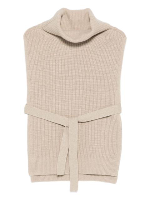 roll-neck belted knitted top